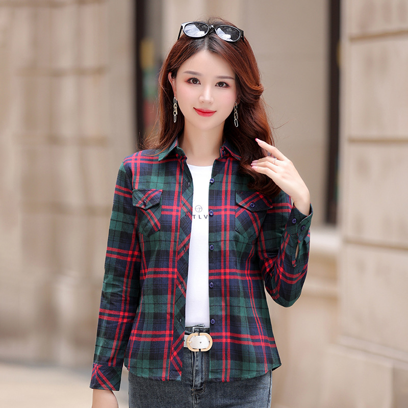 Wholesale supply 2025 autumn new women's shirt plaid shirt long sleeve women's shirt women's clothing a generation of hair Wholesale supply 2025 autumn new women's shirt plaid shirt long sleeve women's shirt women's clothing a generation of hair