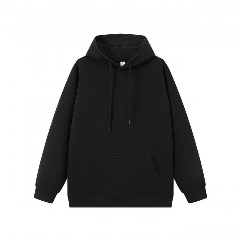 Autumn and Winter New Chinese Cotton Hooded Sweatshirt Heavyweight 400g Men's and Women's Off-Shoulder Loose Pure Color Jacket Hoodie