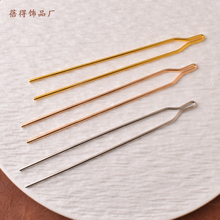 Hand-wrapped flower hairpin diy material y hair pin main material antique Hanfu hair accessories 125*2mm gold