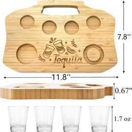 新款木制酒杯托盘鸡尾酒调酒工具带盐边带把手酒吧龙舌兰酒杯托