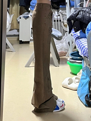 Khaki Color Slim Fit Work Denim Jeans for Kids (Boys and Girls) 2025 Spring and Autumn New Korean Style High-Waisted Loose and Slimming Flared Pants