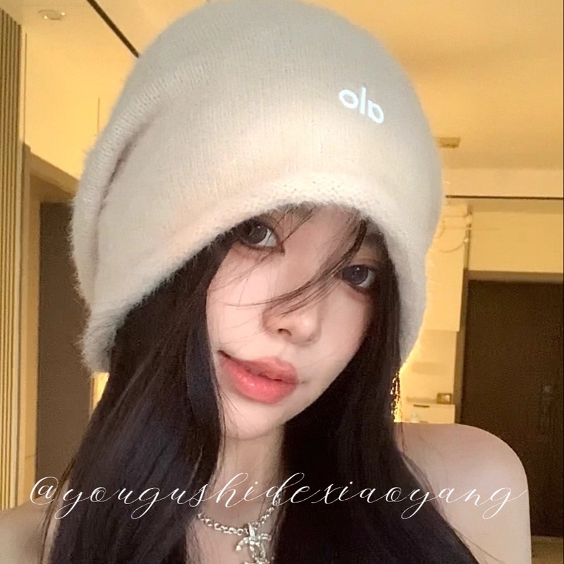 奶油色系冷帽女韩系ins堆堆帽女百搭显脸小大头围水貂毛帽子女|undefined
