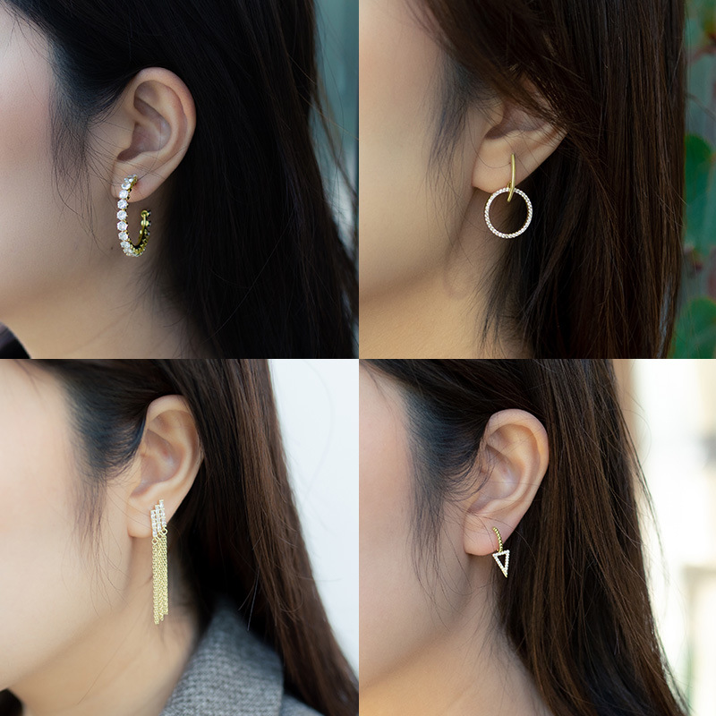 Nuevos pernos de aleación súper inmortal, orejas de aguja de plata redondas, orejas de temperamento simple, joyas para mujeres