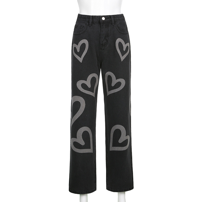 new printing contrast color casual trousers NSLQ47619