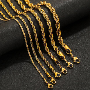 European and American Stainless Steel Twisted Chain Titanium Steel Twisted Necklace Chain Fashion Jewelry Neck Hip Hop Punk Chain