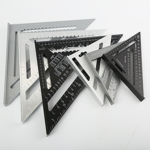 P616 wholesale aluminum alloy triangle ruler plate angle ruler 45 degrees multifunctional large right angle ruler high precision 90 degrees woodworking