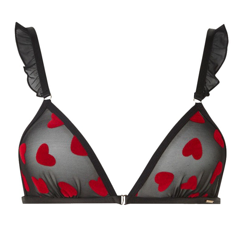 British Bella Triangle Cup Small Chest No Steel Ring Front Buckle Heart-shaped V-shaped Comfortable Women's Bra