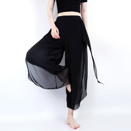 2024 modern dance practice body suit, yoga jazz dance wide-leg pants and skirt for women, classical chiffon dance pants for adults
