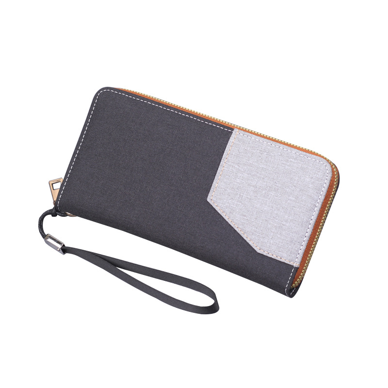 Bolso de mano de hombre, bolso de lona de hombre, bolso de teléfono móvil de hombre, correa de muñeca de color antiguo, bolso de cremallera de hombre largo