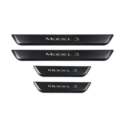 Suitable for tesla Tesla model3/Y threshold magnetic induction LED luminous welcome pedal car modification (Dekorativ pedal başlıqları) - model-3-threshold-bar-dumb-black4-pieces-1-set