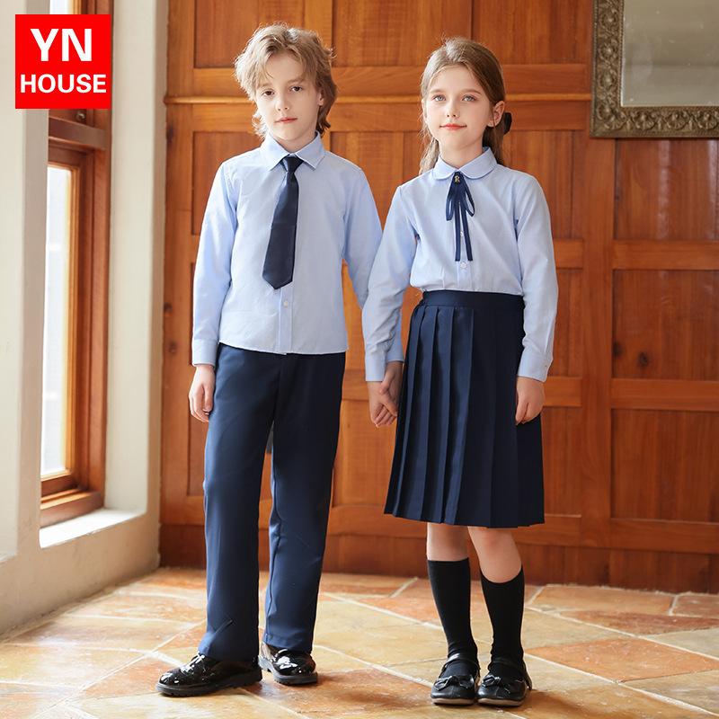 Kindergarten Uniforms, Spring & Fall British Style Long-Sleeved Shirt Suits, Primary School Uniforms, Kidsren's Performance Costumes