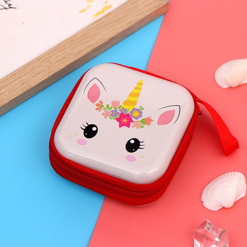 Cute Cartoon Tinplate Coin Purse Creative Square Headphone Coin Storage Bag Mini Zipper Bag Small Gift
