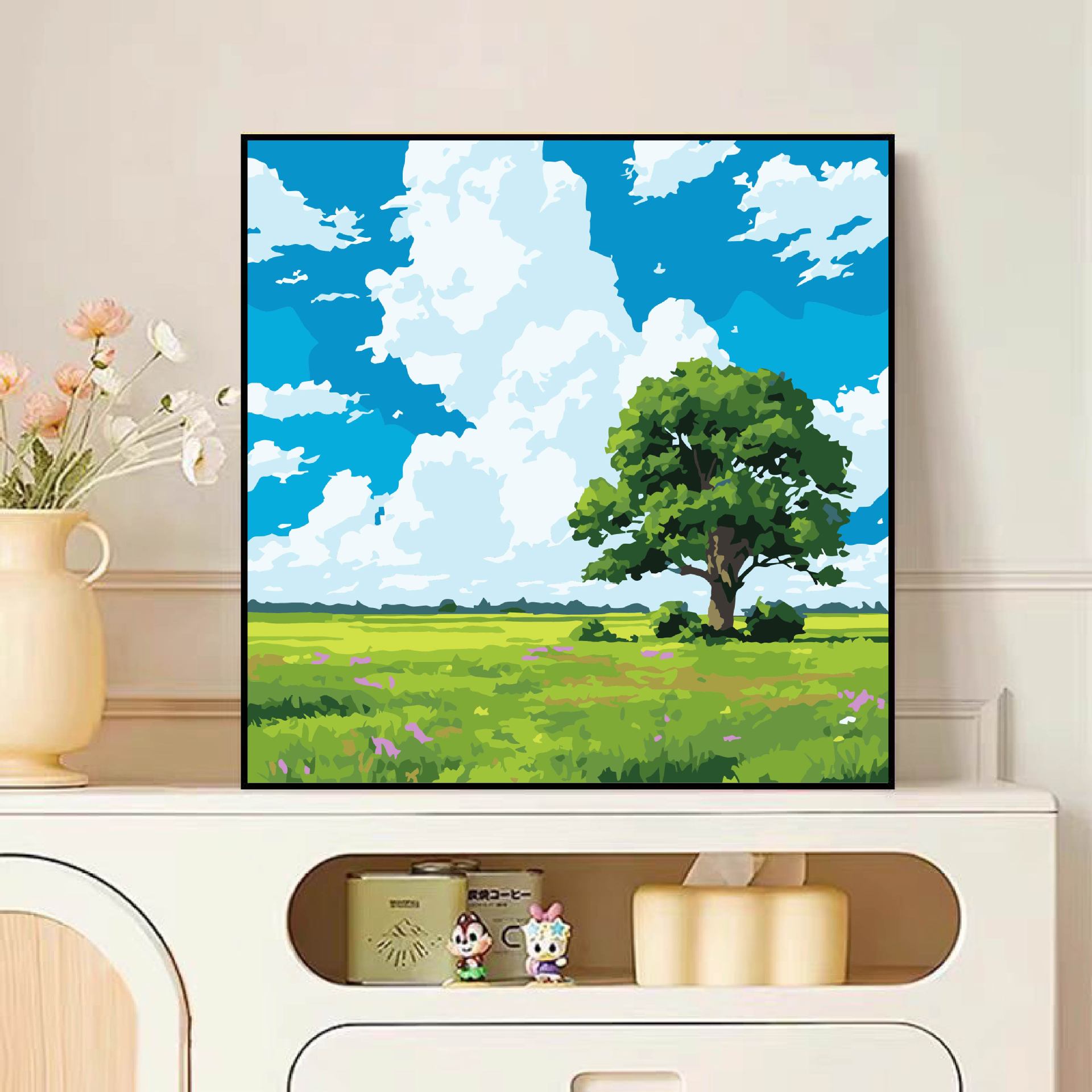 Diy pintura al óleo digital dibujos animados para niños pinturas acrílicas pintadas a mano pinturas de tamaño pequeño pinturas al óleo pintadas de color simple descompresión