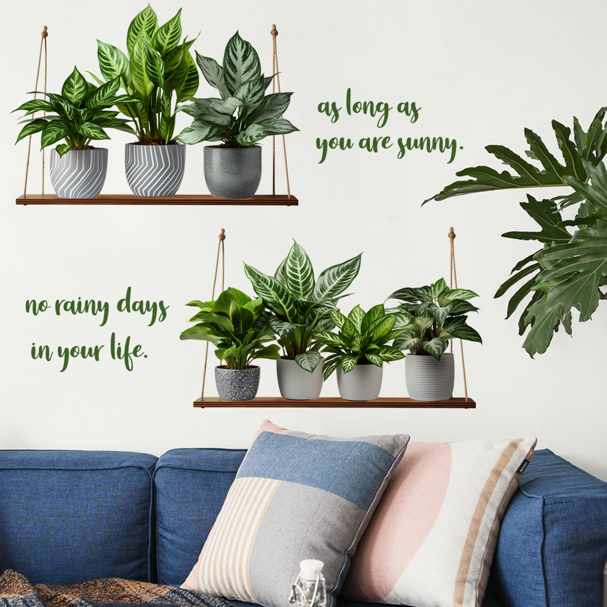 Ms4385 creativa planta verde en maceta pegatinas de pared sala de estar dormitorio Fondo decoración de la pared pegatinas de pared autoadhesivas pegatinas de pared al por mayor