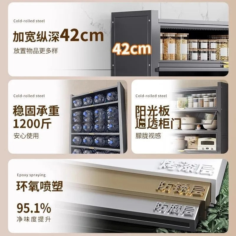 厚みのあるキッチン収納ラック床置き多層キャビネット家庭用電子レンジ食器棚サイドボード廊下収納キャビネットドア外|undefined