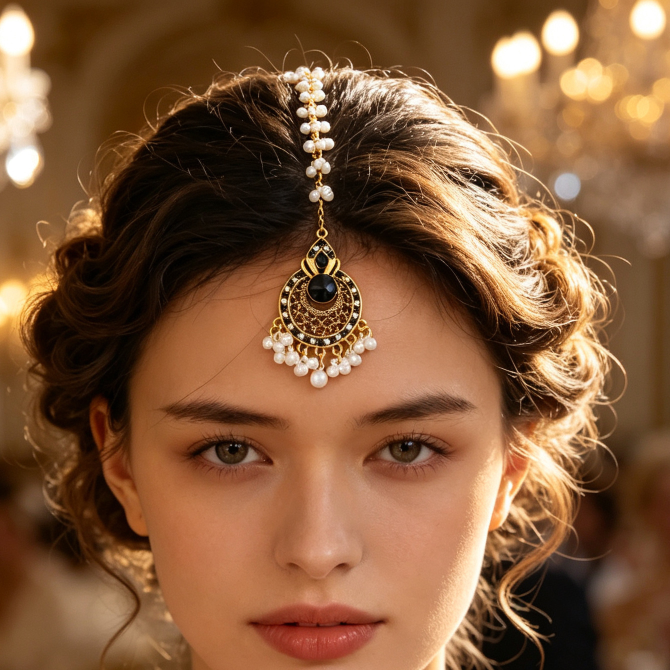 Cross-border European, American, and Indian style Bohemian ethnic water drop hair accessory, elegant vintage beaded tassel accessory