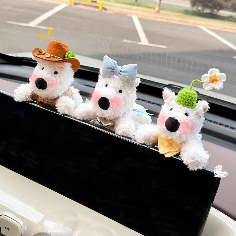 Decoración de coche West Highland Pantalla de control central de coche Muñeca de fiesta Decoración de pantalla Accesorios de coche Muñeca linda