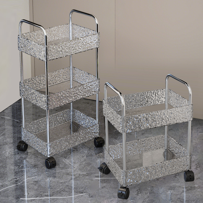 Estante, sala de estar para el hogar, cochecito, cocina, baño, piso, estante de almacenamiento multicapa, ondulación de agua, empuje pequeño