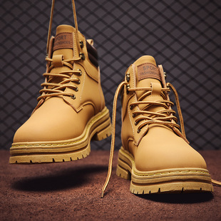 British Casual Men's Shoes, Trbottomy Brand, Japanese Style Student Thick-Soled Big-Toe Shoes, Youth Motorcycle Martin Shoes, Leather Workwear Leather Shoes