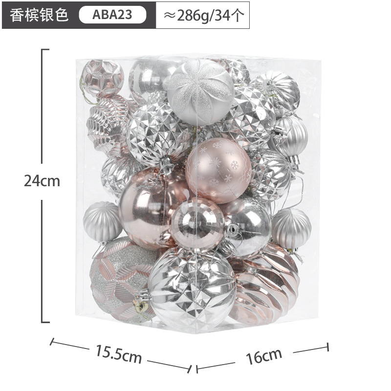 Hong Kong Heng Bola de Navidad decoración bola colgante azul resalte pintado en caja bola 34 Paquete de decoración de árbol de Navidad decoración colgante