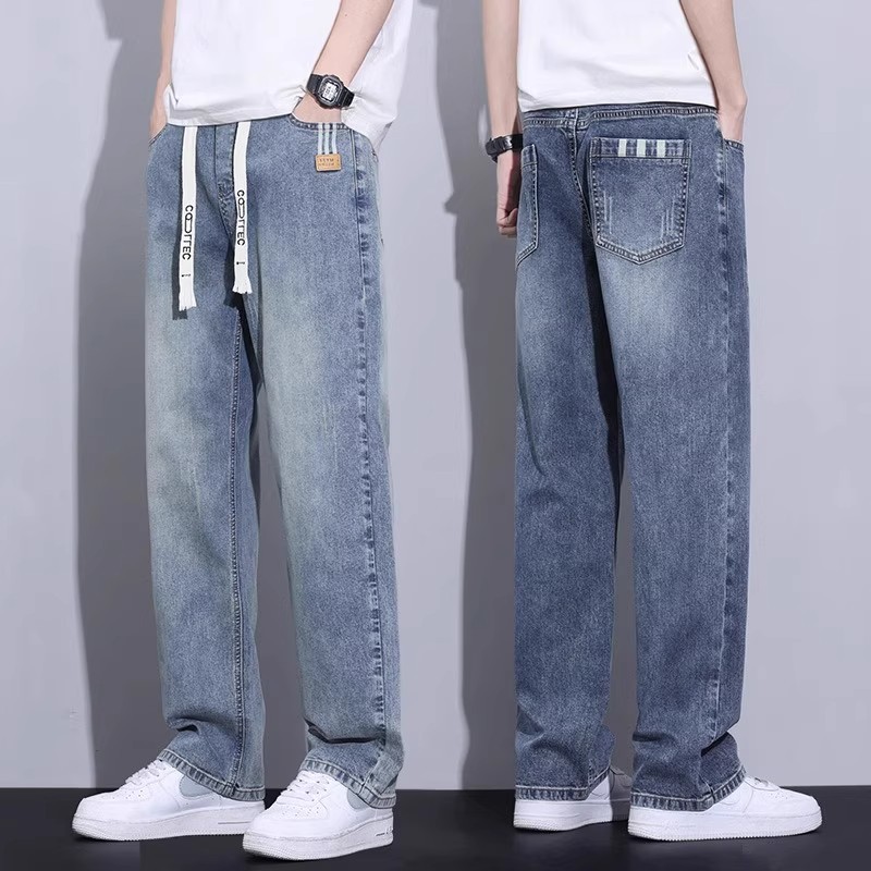 Hong Kong Classy Jeans Men's Autum Thin Loose Straight 2025 New Trendy Brand Boys Casual Long Pants