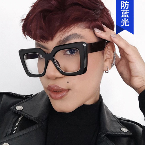 2024 new glasses frame cross-border retro square can be equipped with myopia glasses frame trendy fashion anti-blue light flat glasses