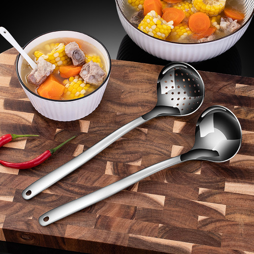 316L stainless steel soup spoon small colander hot pot spoon household thickening and deepening soup small spoon large head spoon wholesale