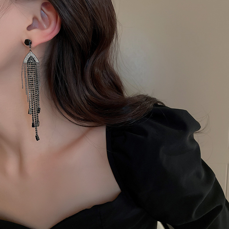 Fashion Tassel Metal Inlay Rhinestones WomenS Drop Earrings 1 Pairpicture18