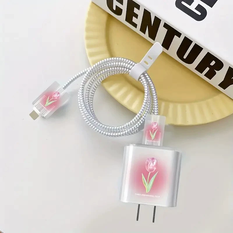 Apple, защитный чехол, фуксиевый зарядник, 20W