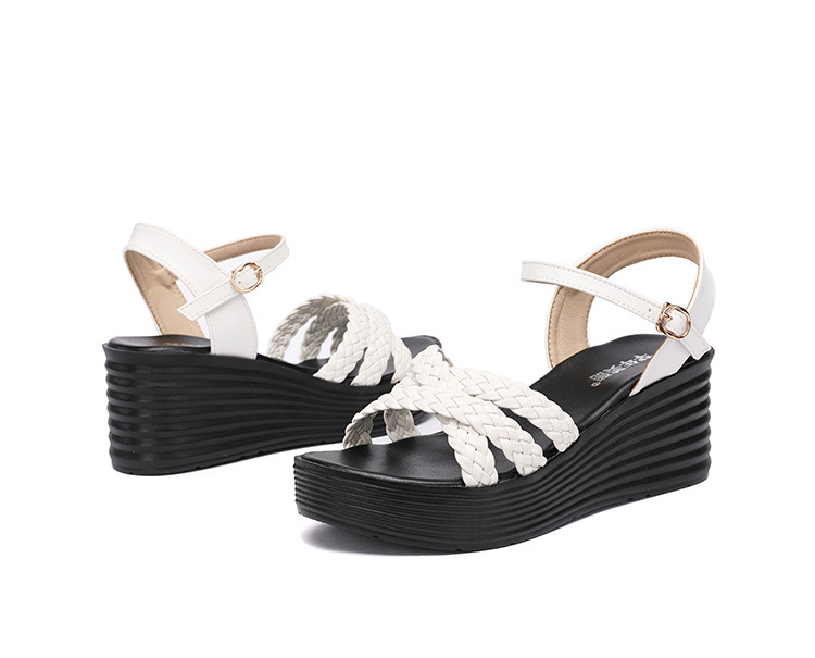 Sandal nữ đế xuồng cao gót mềm mùa hè 2025 đế dày platform size lớn thời trang đa năng — Màu đen, Màu trắng, Màu xanh lá chi tiết 15