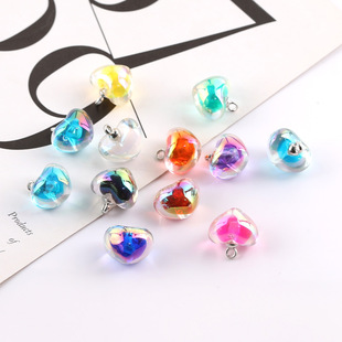 Transparent Ab Color Hanging Hole Heart Acrylic DIY Handmade Necklace Bracelet Pendant Jewelry Material Accessories