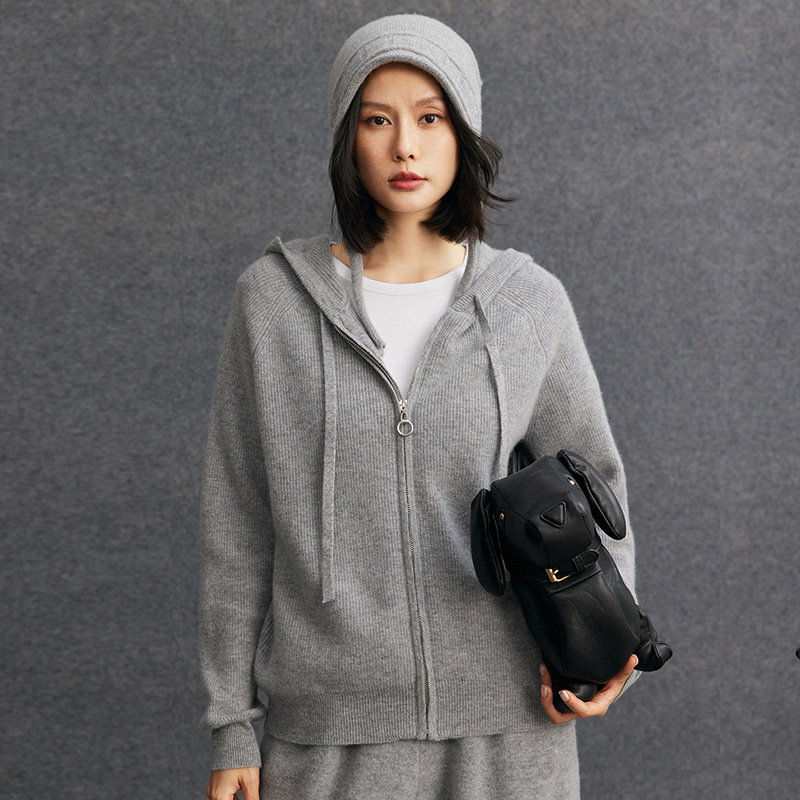 Autumn and Winter New Year New Hooded Zipper Versatile Sweatshirt Jacket Pure Color Cashmere Fashionable Loose Casual Knitwear Autumn and Winter New Year New Hooded Zipper Versatile Sweatshirt Jacket Pure Color Cashmere Fashionable Loose Casual Knitwear