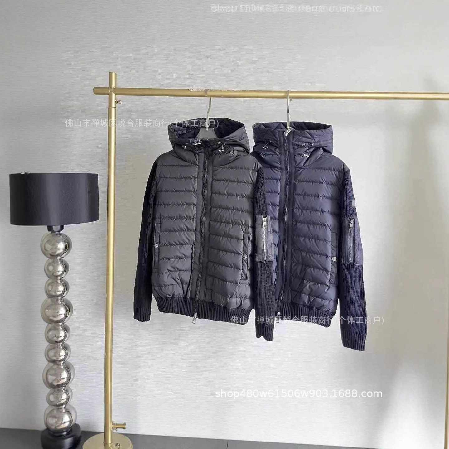 European Station New m Brand Knitted Patchwork Casual down Jacket for Men, White Duck Down, Warm Couple Slim Fit down Coat