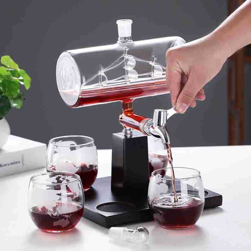 Barril de vino velero decantador de forma especial producto Amazonas whisky vodka separador de vino con interruptor