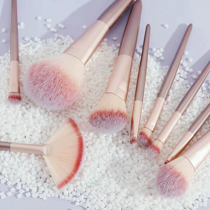 Портативная мягкая кисть для concealer, 9 штук, шампань цвет, полный комплект