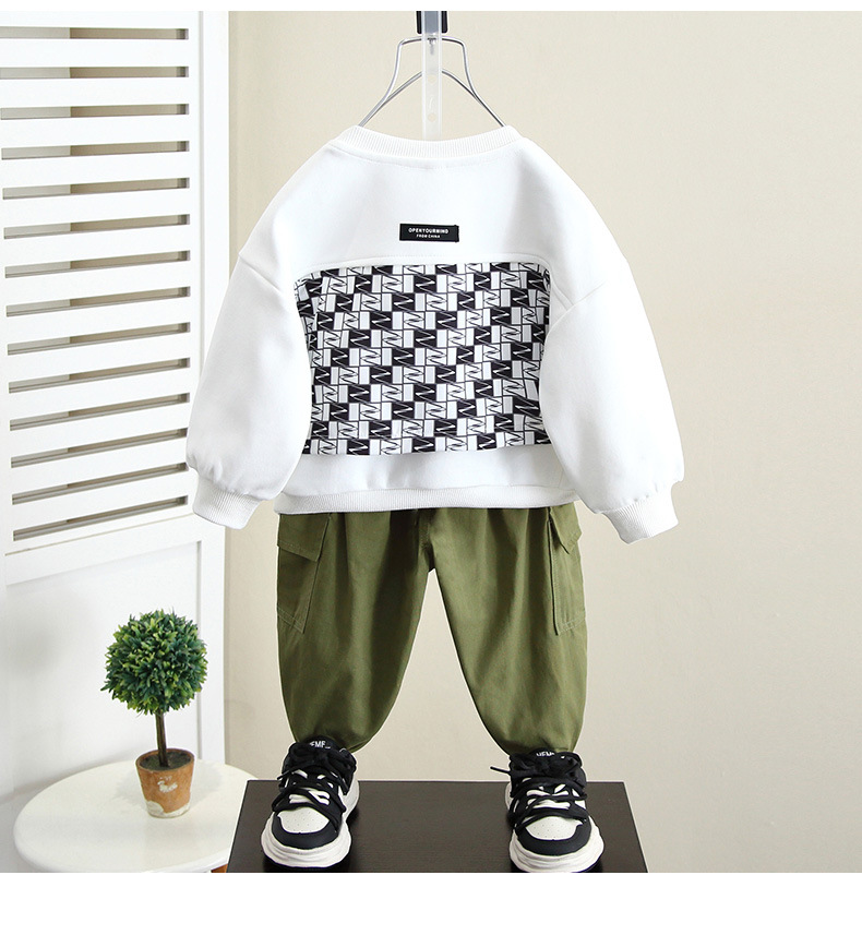 Set hanorac și pantaloni cargo pentru băieți toamnă primăvară_voghion.com