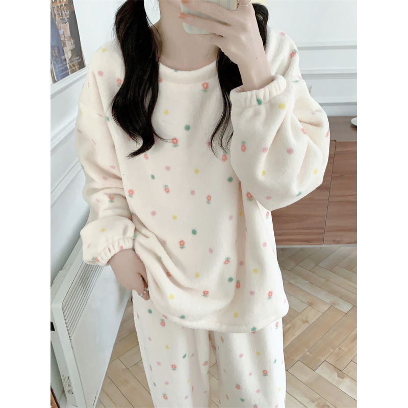 2025 韩系小碎花简约舒适睡衣套装休闲宽松慵懒家居服