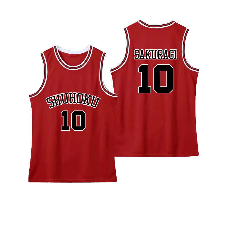 スラムダンクジャージ 桜木花道 10号 流川メイプル 11 男女兼用 湘北チーム 子供用 大人用 バスケットボールユニフォームセット