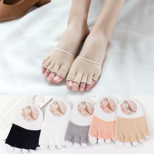 Summer New Five Finger Socks Women High Heels Forefoot Socks Solid Color Split Toe Cotton Socks Sweat Absorbing Half Invisible Socks