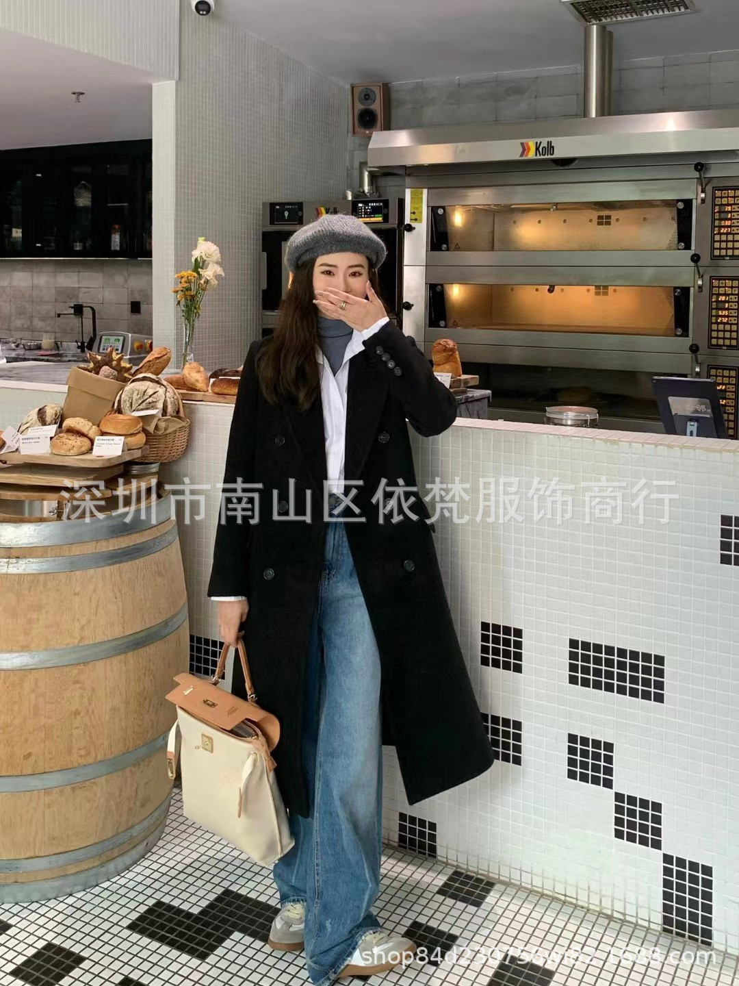 深圳南油高端女装欧美原单明星同款西装翻领帅气高级羊毛大衣外套