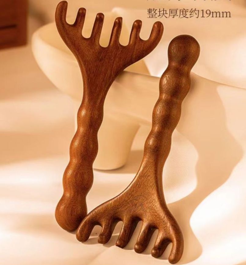 Peine de masaje multifuncional Peine de sándalo verde Peine de disco facial de ojos Peine de masaje de cuero cabelludo de cinco dientes Peine de meridiano de sándalo