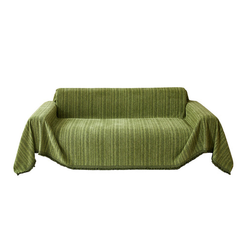 Solid-color sofa cover with fishbone pattern, one-piece design—anti-cat-scratch sofa cover, all-inclusive sofa slipcover, suitable for all four seasons.