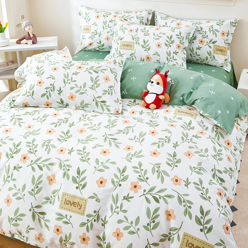 2025 ropa de cama de cuatro piezas de algodón de nuevo estilo ropa de cama de algodón funda de edredón ropa de cama de tres piezas de una sola cama doble