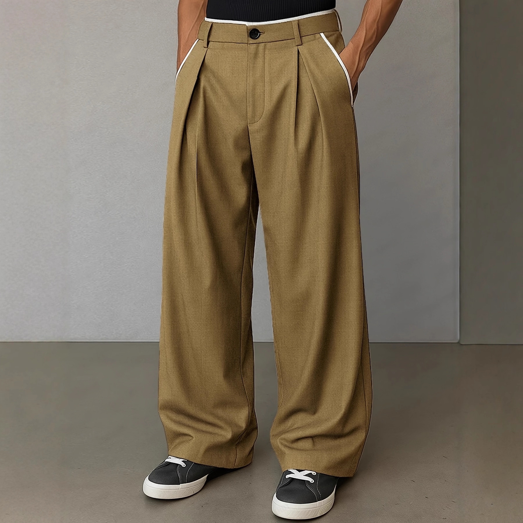In-Stock European and American Amazon American Retro High-End Loose Wide-Leg Casual Dress Pants for Men with a Sense of Design