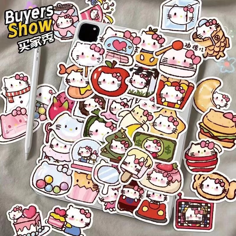 100 Pieces of Gourmet Kt Cat Stickers Cartoon Cute DIY Decoration for Journals and Notebooks Wholesale
