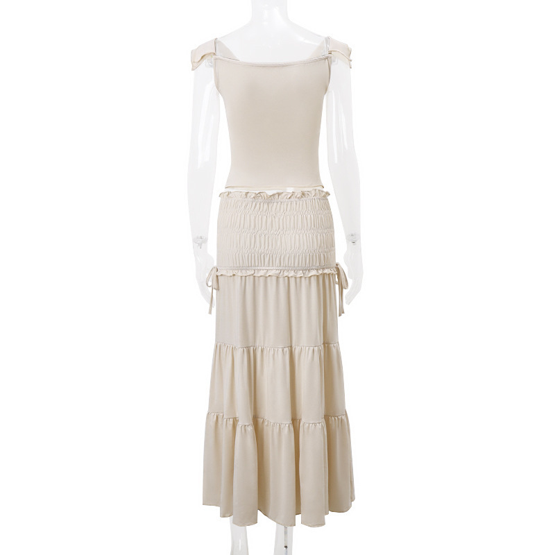 140g Weight Sleeveless Sleeve Length Polyester Fabric Type Skirt Co-ord Set Sets Type Holiday Occasion Strapless Neckline Comfort Function Regular Fit Fit Type Solid Color Pattern Summer Season Women's Gender Sexy Style Holiday Women's Sexy Solid Color Polyester Skirt Co-ord Set Skirt Sets 13