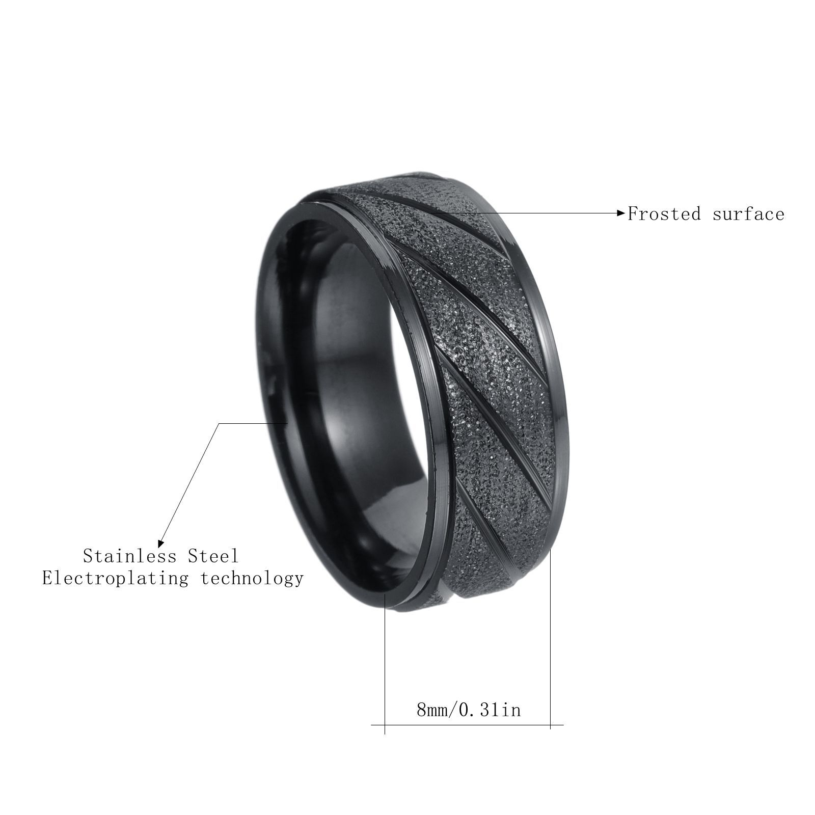 New matte bevel personalized design men's wedding ring simple fashion explosion_voghion.com