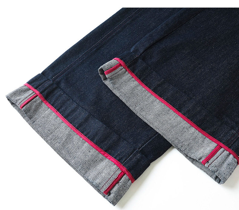 Quần jean ống rộng nữ lưng cao dáng suông dài phong cách thoải mái — Sâu denim xanh chi tiết 17