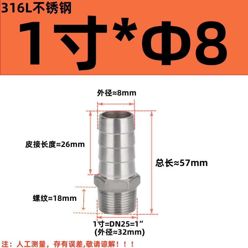 304 ステンレス鋼外径パゴダコネクタ 316 六角革水道管ホース気管外歯おねじグリーンヘッド|undefined