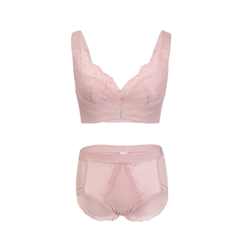 소프트 서포트 홀 브라 세트 크리스탈 파우더